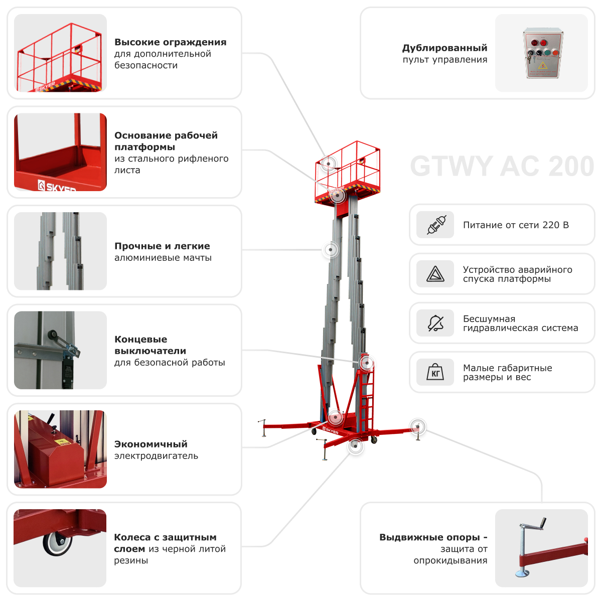 Двухмачтовый подъемник SKYER GTWY8-200